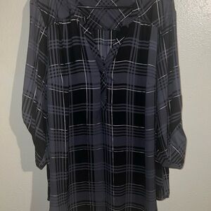 Black and Gray Plaid Blouse